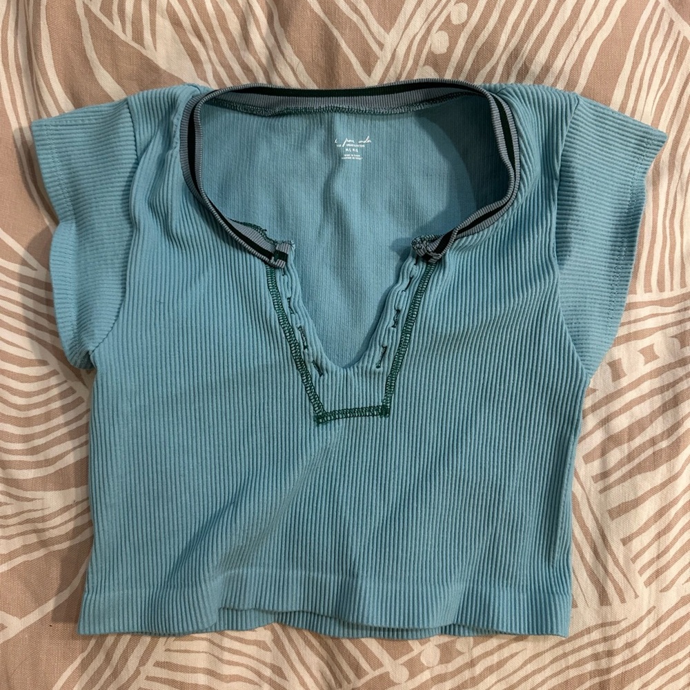 Out From Under Blue Crop Top